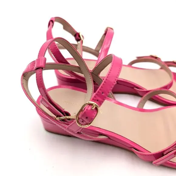 Stuart Weitzman Grecian Buckle Wedge Sandal Women's Peonia Size US9B EU39.5 - Picture 10 of 13